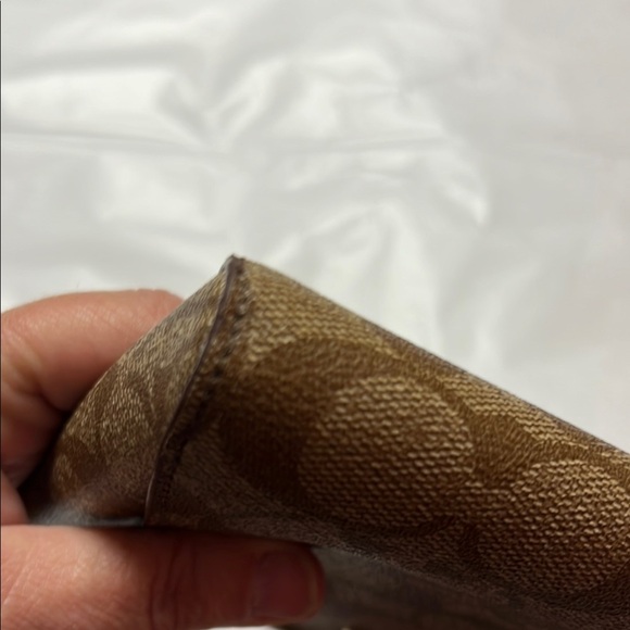 Coach Brown Clutch with Monogram Pattern and Zipper Closure - Picture 11 of 13